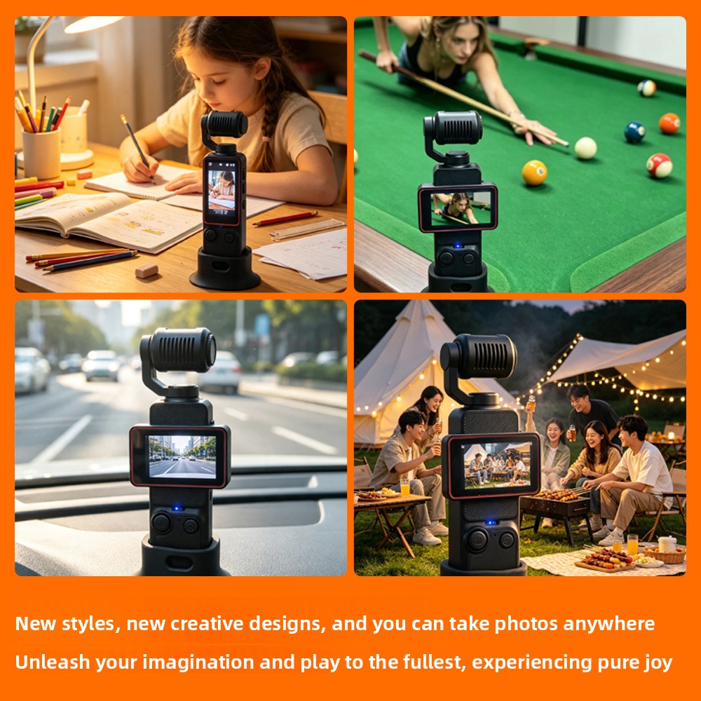 Pocket Action Camera with Rotating Screen WiFi 2.0 LCD Dual Anti-Shake Handheld Recorder