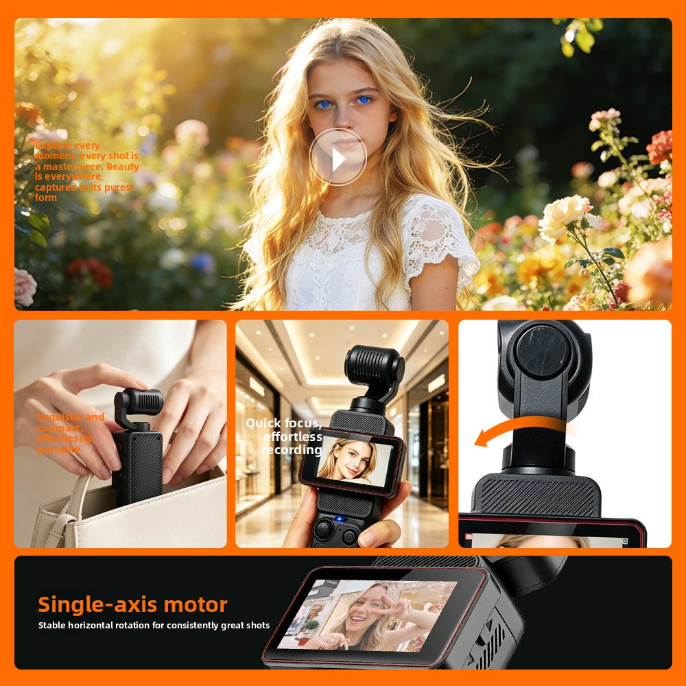 Pocket Action Camera with Rotating Screen WiFi 2.0 LCD Dual Anti-Shake Handheld Recorder