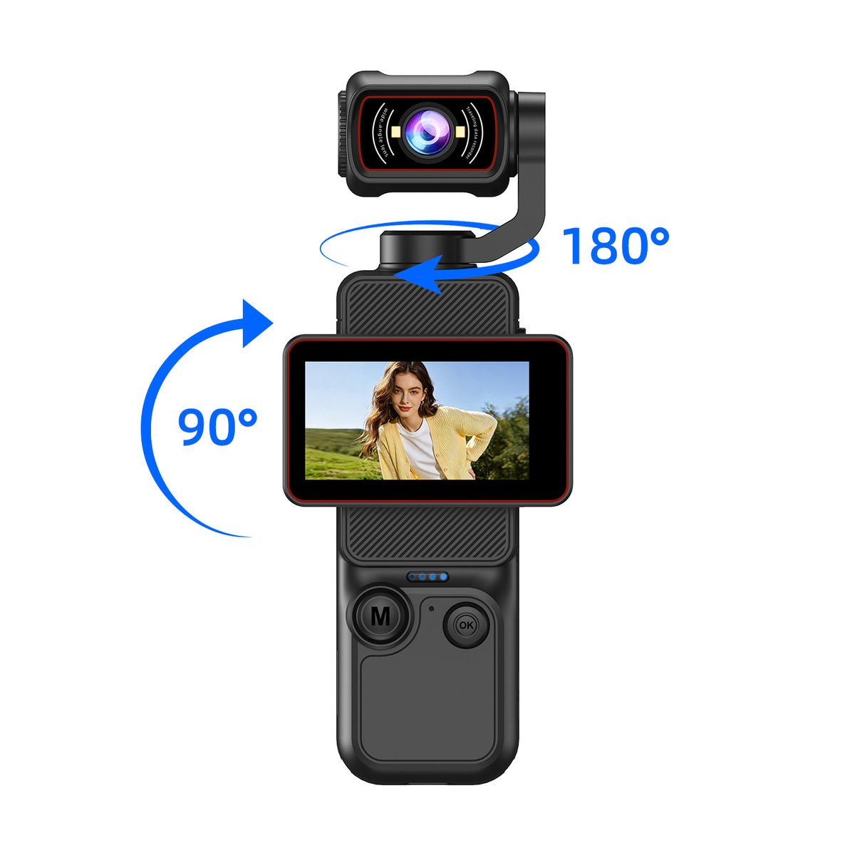 Pocket Action Camera with Rotating Screen WiFi 2.0 LCD Dual Anti-Shake Handheld Recorder