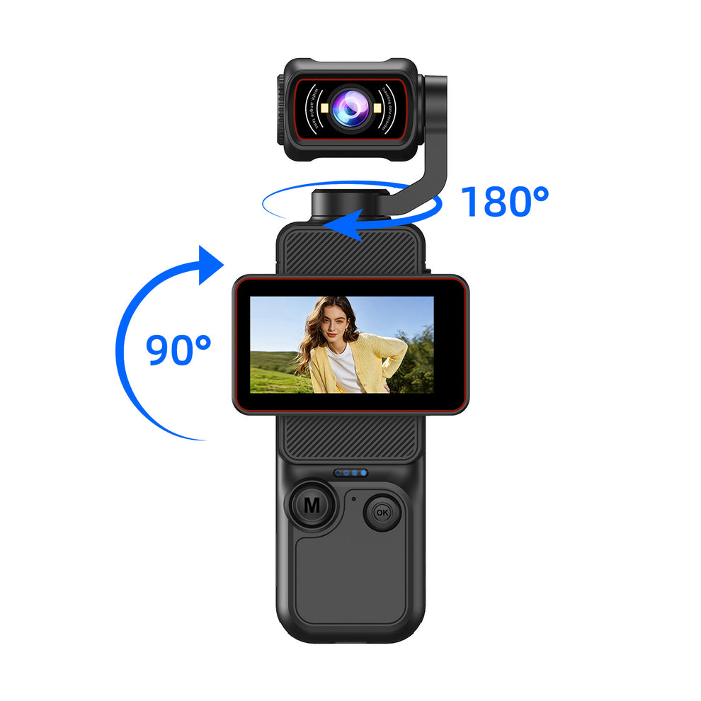 Pocket Action Camera with Rotating Screen WiFi 2.0 LCD Dual Anti-Shake ...